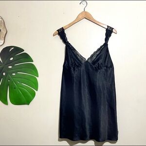 Victorias Secret Black Satin Slip Dress